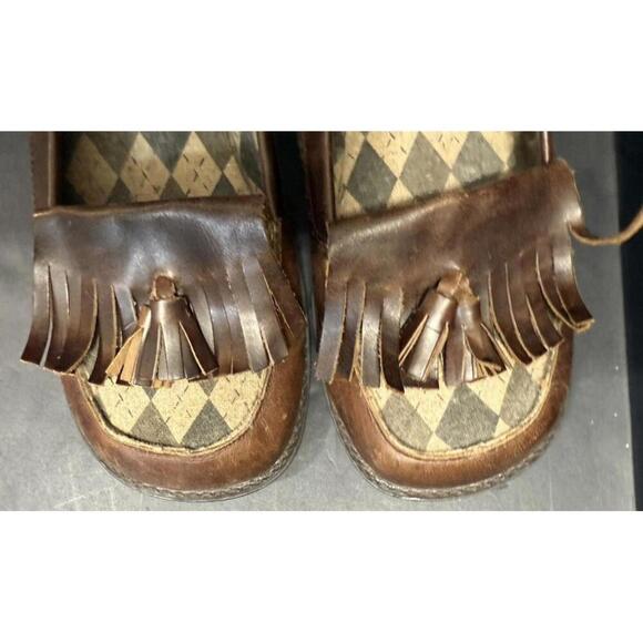 Vintage Y2K Tribeca Plaid Leather Fringe Chunky 90s Baddie Platform Heels 10M - Picture 2 of 13